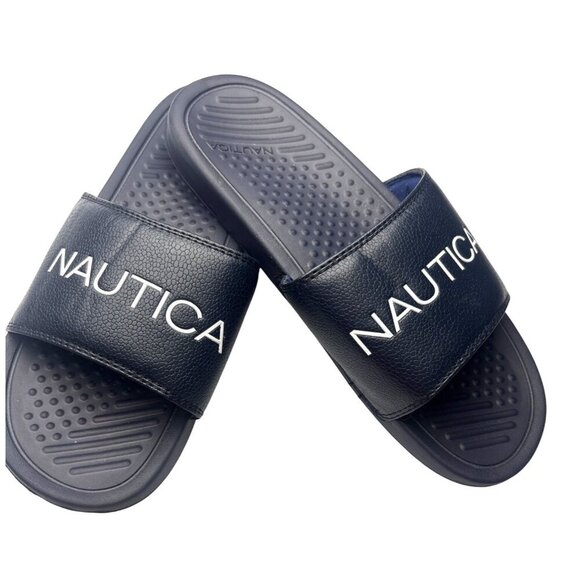 Nautica Mens Slide Sandals US 11 Navy Comfortable Durable Casual Footwear - Picture 1 of 4